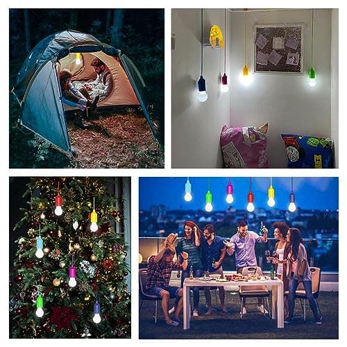 6 Pack LED Pull Cord Light Bulb, Battery Operated, Portable Hanging Pull Cord Lamp, for Wedding, Festival, Outdoor, Camping, Garden Parties, Decoration(Cold White) — view 6