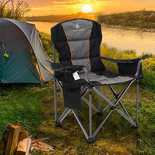 LET'S CAMP Oversized Folding Camping Chair for Adults Up to 200 kg Black — view 2