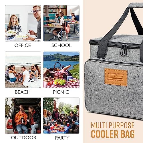 Insulated Portable Food Cooler Bag, Large Capacity, Waterproof, Lightweight, for Camping, BBQ, Travel, and Outdoor Activities (Grey, 15L) — view 5