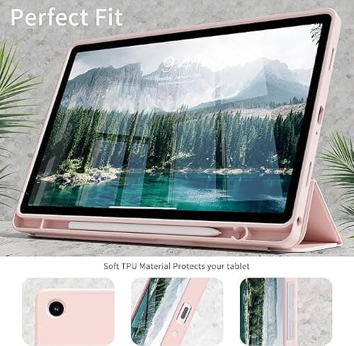 YRH Case for Samsung Galaxy Tab A11 2025, 8.7 inch, with Pen Holder, Auto Sleep/Wake, Adjustablet Stand, Soft TPU Protective Tablet Cover (Pink) — view 2
