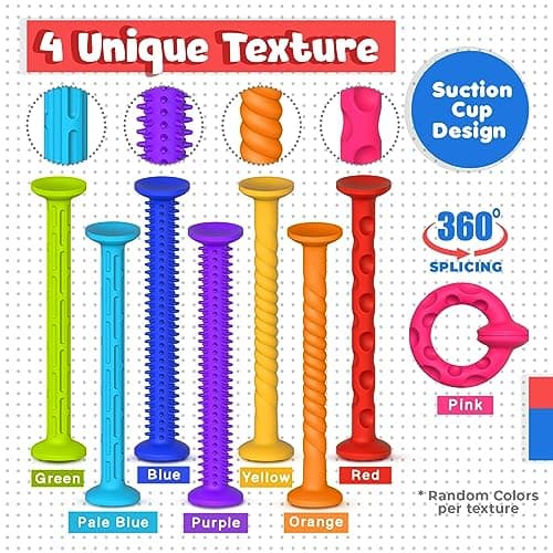 Multi-Textured Sensory Suction Bath Toys: 8pcs No Mold Slicone Bath Toys — view 2