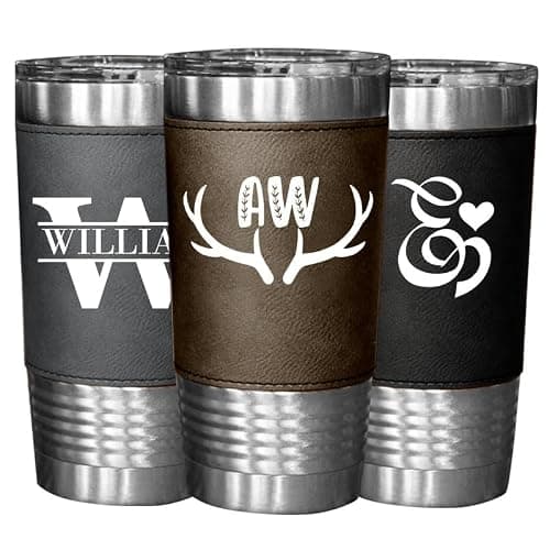 Mocessory Personalised 20oz Leatherette Tumbler Custom Printed Travel Mug