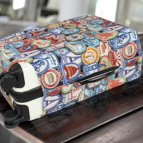 Explore Land Travel Luggage Cover Suitcase Protector Fits 23-26 Inch Luggage (Landmark Sticker, M) — view 6