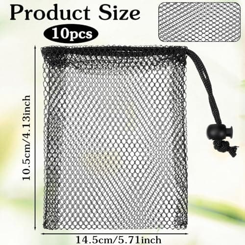 Nogeqi 10 pcs Small Mesh Bags Drawstring, Black Mesh Bags Drawstring, 4" X 5.7"Mini Nylon Net Bag with Cord Lock for Travel Laundry Stuff Organizing Storage Bag — view 2