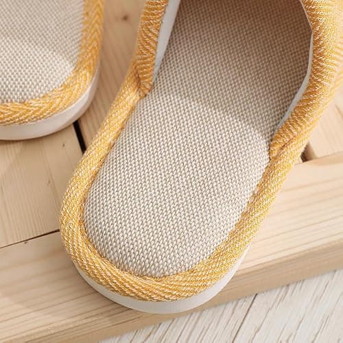 JIJIe Slippers Linen Indoor Slippers for Men and Women, Anti-Slip Summer Slippers (Brown EU44/45 UK9/10 — view 2