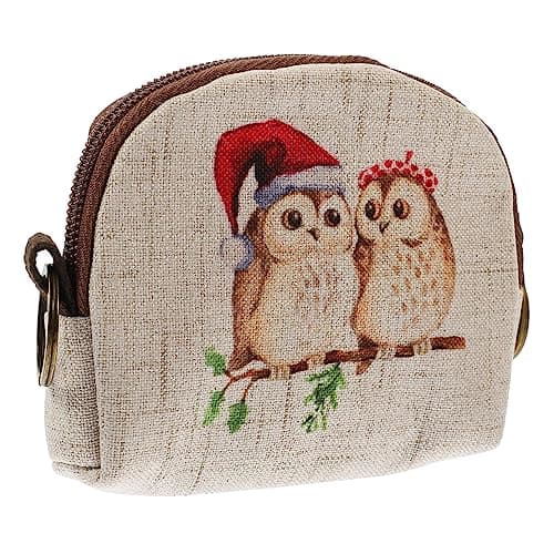 Cartoon Key Pouch Linen Small Coin Purse for Travel and Storage