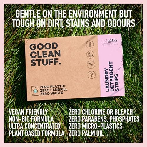 Good Clean Stuff Hypoallergenic Laundry Detergent Strips Sheets 64 loads Eco Ultra-Concentrated Non-Bio Fragrance Free & Unscented for Machine and Hand Washing — view 4
