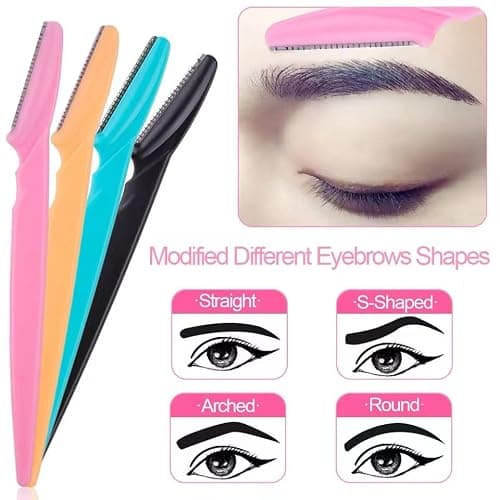 18Pcs Eyebrow Razors Facial Hair Remover Eyebrow Trimmer Shaper with Precision Cover Exfoliating Dermaplaning Tool Portable Shaving Grooming Kit for Women and Men — view 6