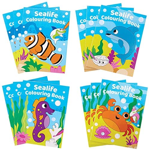 Baker Ross FC993 Sealife Mini Colouring Books for Kids - Pack of 12, Entertaining Travel Activities and Party Favours, Sealife — view 2