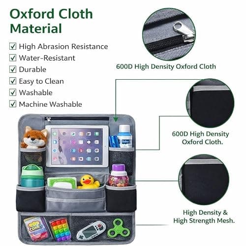 BARGAINS-GALORE SET OF 2 Kids Car Seat Organiser with 9 Compartments – Foldable Car Trunk Storage for Children’s Toys, Books & Travel Essentials, Collapsible Boot Tidy for Family Cars, SUVs & Vans — view 5