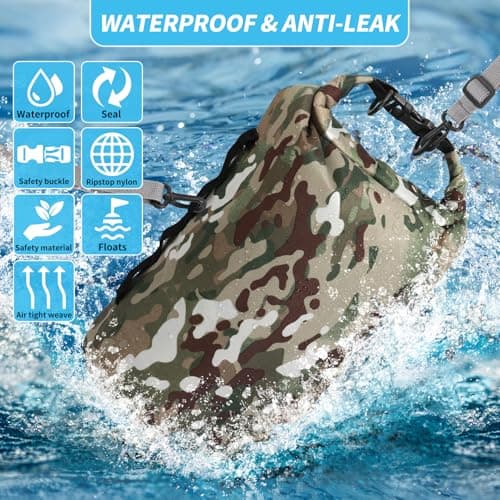 Amengsen Dry Bags Waterproof Dry Sacks Camouflage Small Lightweight Dry Bag with Strap for Paddle Board Kayaking Fishing Camping Hiking (10L) — view 5