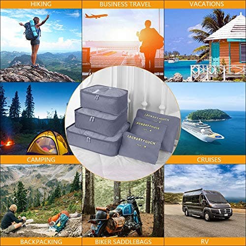 Vicloon Luggage Organizer, Travel Organizers, Suitcase Organizer Include Travel Packing Cubes and Compression Bags, grey, Grande — view 6