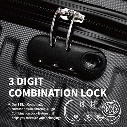FLYMAX 55x35x20 Cabin Suitcase Carry on Suitcase Hard Shell Hand Luggage Cabin Bag Case Approved for Ryanair EasyJet 2 Small Fits 8kg 10kg 35 Litre Capacity + 3 Digit Lock + Telescopic Handle Luggage — view 6