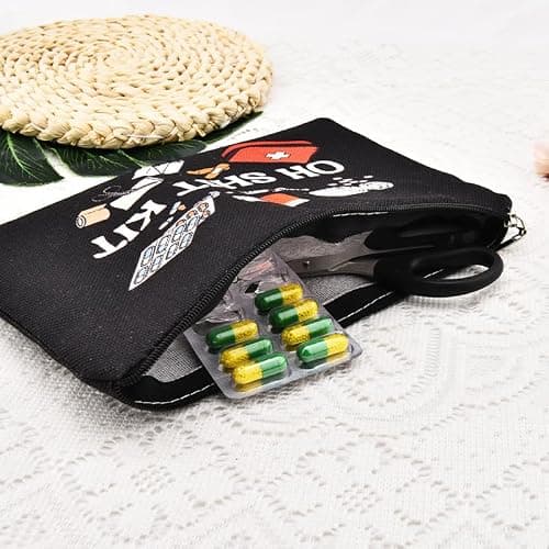 Sisadodo Medication Medical Bag Organiser for Women Men Funny Emergency Kit Bag for School Wedding First Aid Kit Zip Travel Pouch for Pills Medicine Portable Medicine Pouches for Handbag Bags — view 4