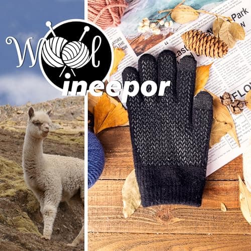 ineepor Alpaca Wool Winter Thermal Gloves for Men Womens Touch Screen Grip — view 2
