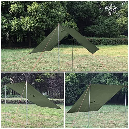 Azeekoom Rain Jacket Rain Poncho, Raincoat Waterproof Unisex Camping Tent Camping Blanket 3-in-1 Multifunctional Rain Cape for Outdoor Picnic Trekking Camping Fishing Hunting Trip(Green) — view 4