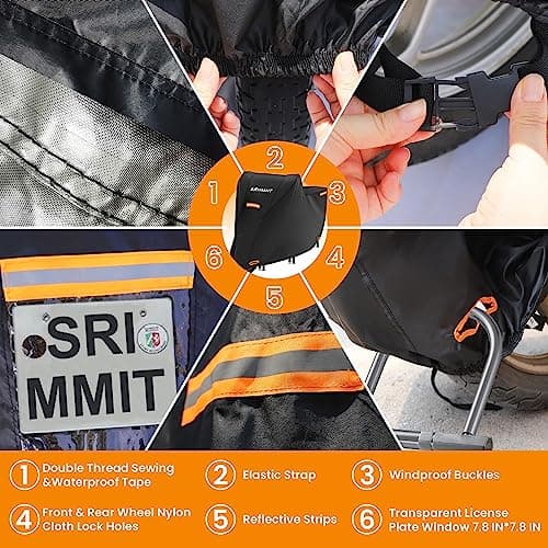 Motorcycle Cover 420D, Waterproof Outdoor, License Plate Window, L 86x37x43 — view 4