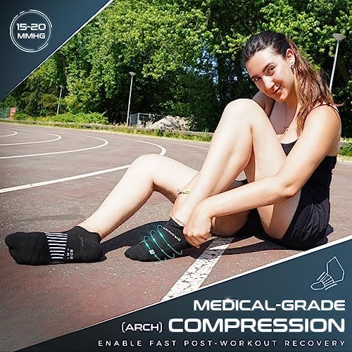 Rahhint Pro Coolmax Anti-Blister Cushioned Running Socks Ankle Compression for Women and Men, Lightweight Summer Marathon Walking Training (3 Pairs) — view 3
