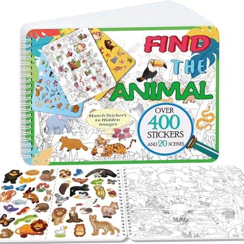 Kalysky Search and Find Sticker Book, 450+ Animals Stickers for Children