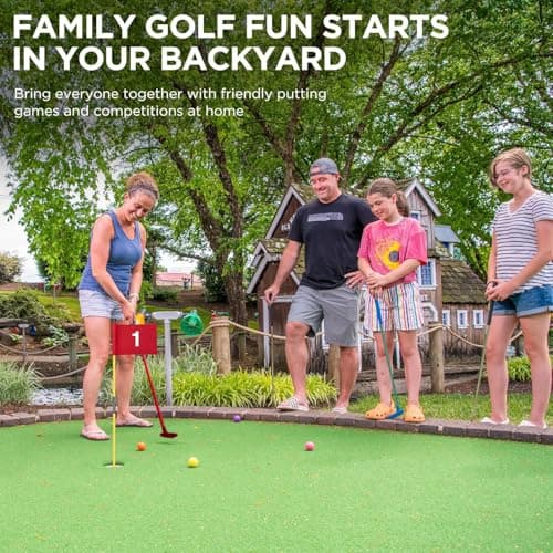 HH-GOLF Mini Golf Course For Beach Backyard Putting Game, 2X Adjustable Golf Putters, 2X Golf Flags & Putting Hole Cups, 2X Golf Balls, 1x Digger and Travel Bag — view 6