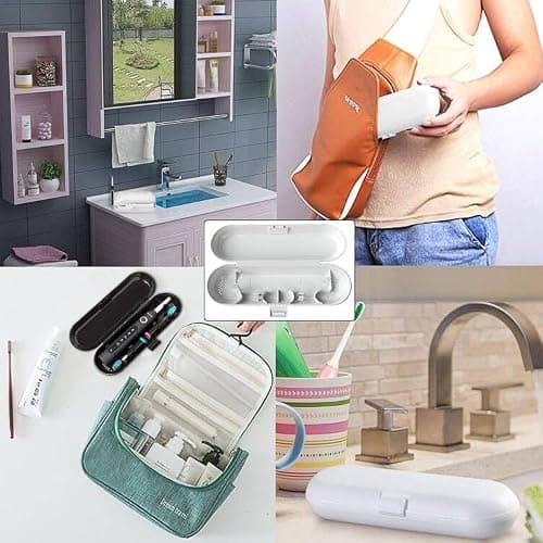 Elegance-go Universal Electric Toothbrush Travel Case, 2 Pieces Plastic Travel Toothbrush Case Electric Toothbrush Case Container, Black, White, Modern Minimalist — view 6