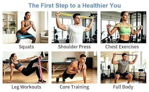 Resistance Bands Set of 5, TPE Elastic Bands with 5 Resistance Levels (Light to X-Heavy)，Suitable for Men and Women, Home Gym, Yoga, Pilates, Stretching and Physio Therapy — view 5