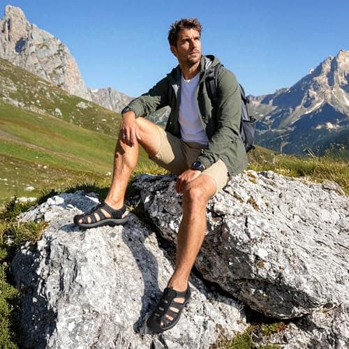 DREAM PAIRS Men Durable Sport Sandals,Black/Dark/Grey,7 — view 2