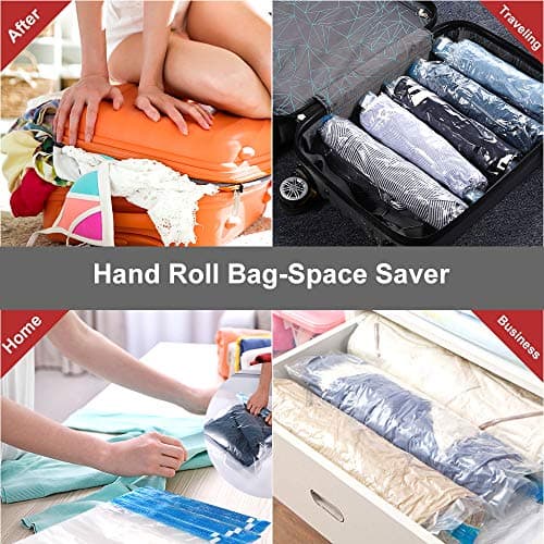 Compression Bags - Travel Accessories - 10 Pack Space Saver Bags - No Vacuum or Pump Needed - Vacuum Storage Bags for Travel Essentials - Home Packing-Organizers (Blue) — view 6