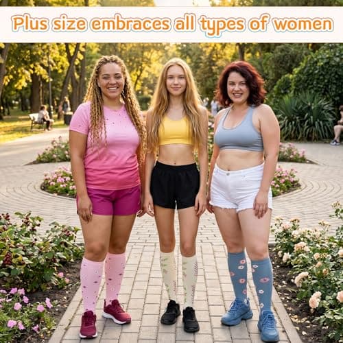 Zuimei 3 Pairs Wide Calf Compression Socks for Women Plus Size Ladies Compression Flight Socks Comfortable and Supportive for Flight Travel Pregnancy Nurses 20-30 mmHg 3XL — view 2