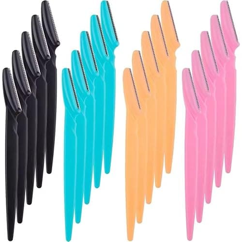 18Pcs Eyebrow Razors Facial Hair Remover Eyebrow Trimmer Shaper with Precision Cover Exfoliating Dermaplaning Tool Portable Shaving Grooming Kit for Women and Men