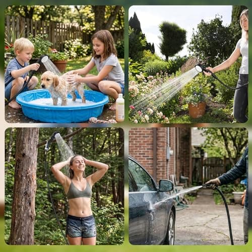Cadrim Portable Camping Shower, 8000mAh Rechargeable Outdoor Shower Pump with Intelligent LED Display, IPX8 Waterproof Camping Shower Kit, Camping shower pump for Hiking, Travel, Car, Pet — view 3