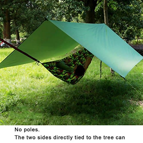 MENIBBLER Camping Tent Tarp, 3m X 3m Hammock Rain Fly Tent Tarp, Waterproof Camping Tarpaulin Shelter Windproof Camping Shelter Portable Lightweight for Camping Travel Beach Hiking — view 4