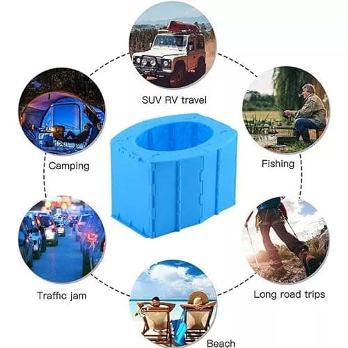 Outdoor Travel Folding Toilet Portable Mobile Seat Camping Hiking (Pink Toilet with 10 Trash Bag, 350g) — view 5