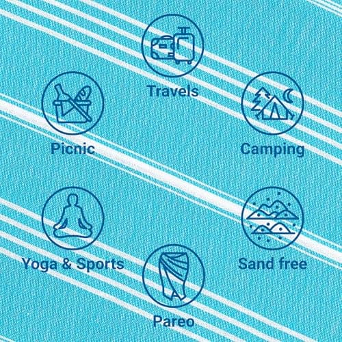 LeStoff Hammam Towel, Beach Towel, 100% Organic Cotton, 95x180 cm, Aqua — view 4