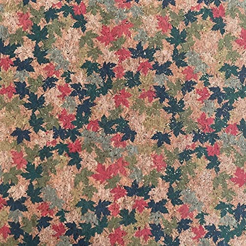 Natural Cork PU Vinyl Leather Fabric Crafts Bags Accessories Yoga Mats Decor Furnishing Upholstery Material | 52" - 132 cm Wide | per Half Metre (Maple Leaf Red)