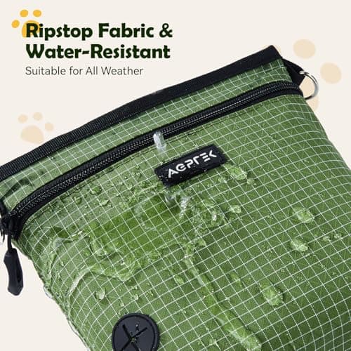 AGPTEK Dog Treat Pouch Bag for Walking, Magnetic Zipper Closure, Green — view 5