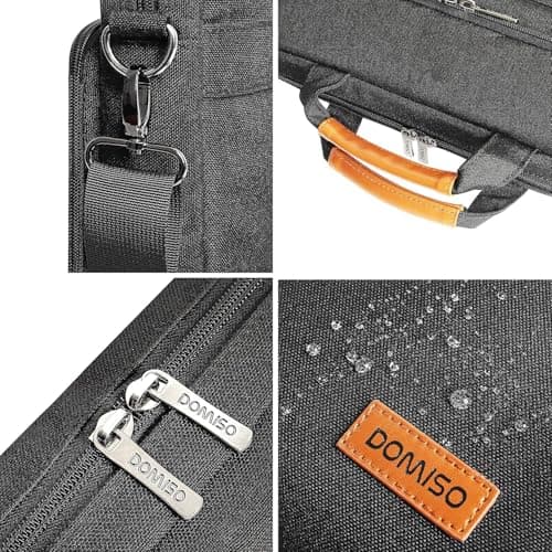 DOMISO 18 inch Laptop Bag Case Sleeve,Waterproof Business Briefcase Messenger Shoulder Bag for Lenovo LG Acer HP Dell MSI Alienware,Black — view 6