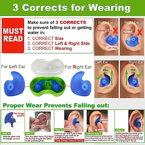 WaterDam Ultra Comfy Swim Earplugs - Great Waterproof Swim Earplugs Prevent Swimmer's Ear (Size 1A+1: Toddler Little Kids 10m-6yrs & ExtraSmall Ear Women&Teens) — view 6