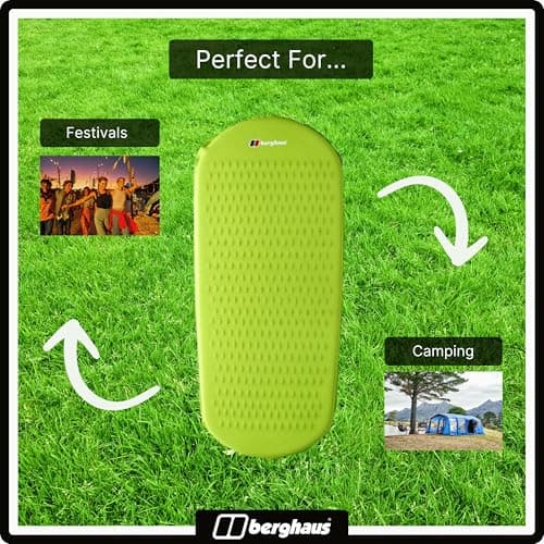 Berghaus Peak Compact Self-Inflating Mat with Non-slip Silicone Grip for Adults, Teens & Kids, Lightweight & Insulated, Ideal for Wild Camping, Backpacking & Hiking, Includes Carry Bag, Green — view 5