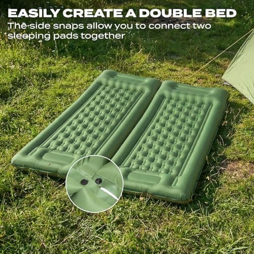 Inflatable Camping Sleeping Pad with Built-in Foot Pump 12cm Thick Waterproof & Tear-Resistant 50D Nylon Mattress Portable, Compact Air Mat for Backpacking, Hiking, Tents, Olive Green,195 X 72 X 12 CM — view 6