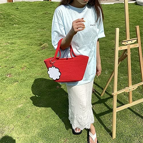 Hixingo Women's Summer Beach Large Hand-Woven Straw Shoulder and Crossbody Purse Tote for Holiday Travel Shopping — view 6