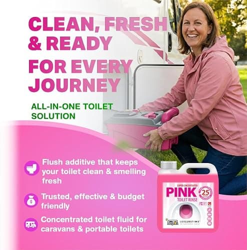Pink Caravan & Motorhome Chemical Toilet Rinse 1L – 25 Treatments, Cassette — view 3