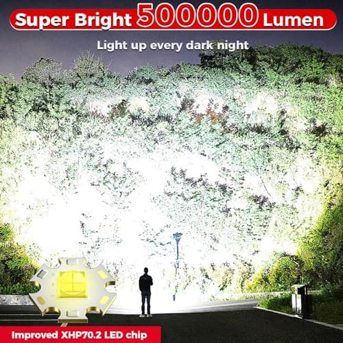 Shadowhawk Rechargeable LED Torch 500000 Lumen Super Bright Flashlight — view 3