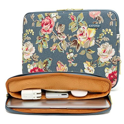 KAYOND Blue Water HyacinthWater-resistant 12.5 inch 13 inch Canvas laptop sleeve for 13.3 inch laptop case macbook air 13 case macbook pro 13 sleeve ipad 12.9 (13-13.3 inch, blue water hyacinth)