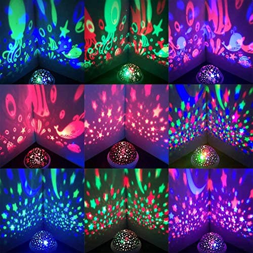 Swhily Baby Light Projector, Star Moon and Ocean Wave Sensory Projector Rotating Lights, Rechargeable Sensory Lights for Girls Boys (Pink) — view 3