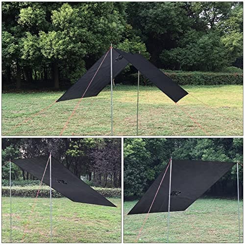 Azeekoom Rain Jacket Rain Poncho, Raincoat Waterproof Unisex Camping Tent Camping Blanket 3-in-1 Multifunctional Rain Cape for Outdoor Picnic Trekking Camping Fishing Hunting Trip(Black) — view 4