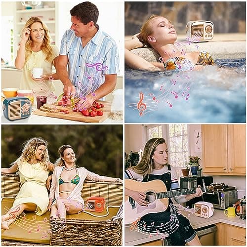 Aresrora Retro Bluetooth Speaker, Vintage Wireless Speaker,Portable Mini Radio Old Fashion Style for Room Decor Kitchen Desk Bedroom Office,Supports TWS Pairing for iPhone,Android Devices (Orange) — view 2