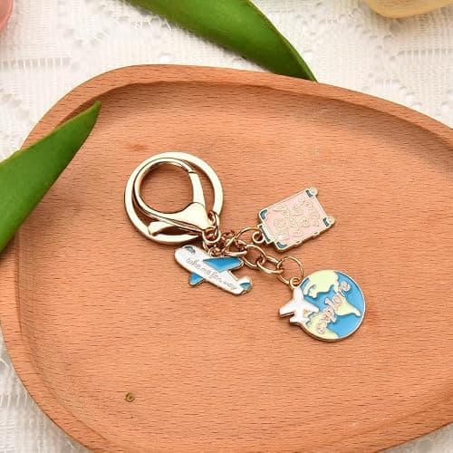 BENBER Enamel Safe Trip Keychain for Travel Accessories for Women Men Cute Graduation Gifts Adventure Keychain for Keys Purse Handbag,Travel Gift for Women Adventurers Birthday Graduation — view 4