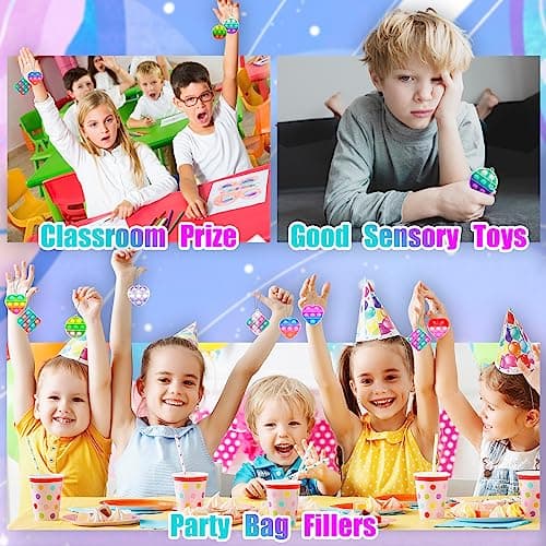 TOANWOD 30PCS Party Bag Fillers for Kids: Party Favours Pop Bubbles Fidget Toys - Mini Pop Poppet Keyring Pinata Fillers - Multipack Birthday Class Gifts for Girls Boys — view 5