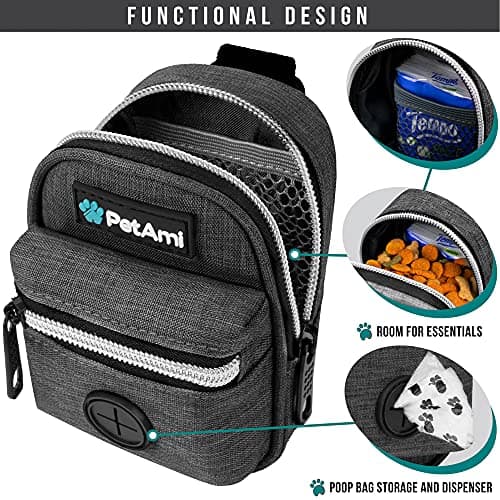 PetAmi Dog Poop Bag Holder for Leash Waste Bag Dispenser Pet Pouch Charcoal — view 3